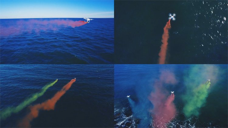 Choreografie van drones met rook granaten Choreografie van drones met rook granaten