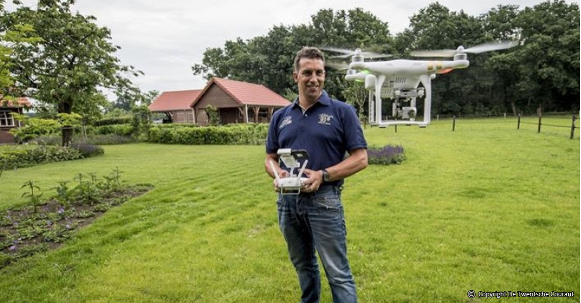 Hovenier gebruikt drone voor tuinontwerpen