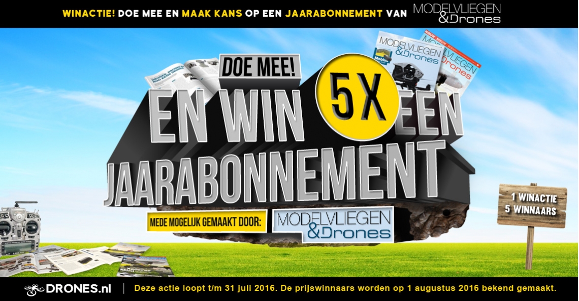 Win 1 van de 5 jaarabonnementen op Modelvliegen & Drones Magazine