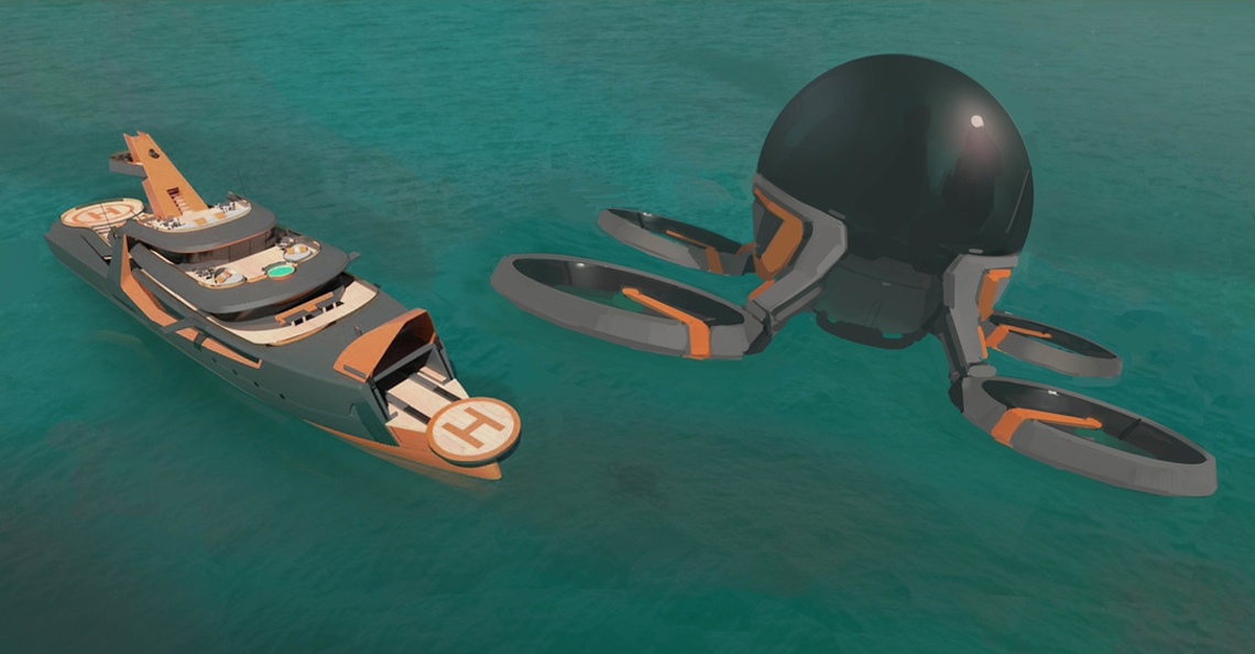 Futuristisch jacht concept komt met 4-persoons drone