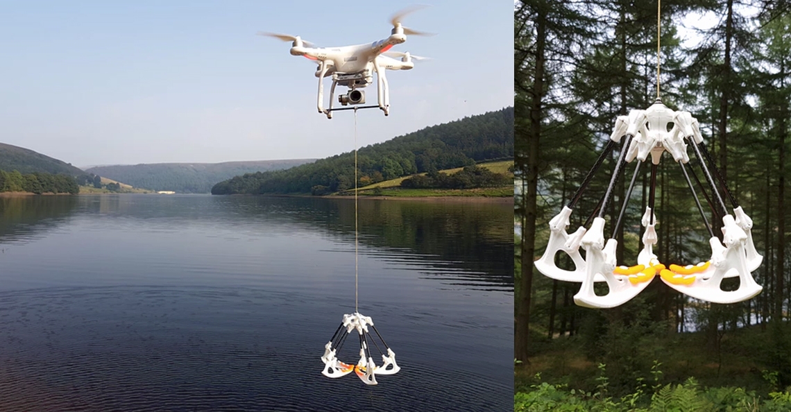 Pak objecten op met je drone dankzij de Mantis Carbon klauw