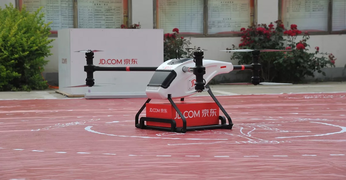 Chinese webwinkel ontwikkelt drones voor levering goederen van een ton