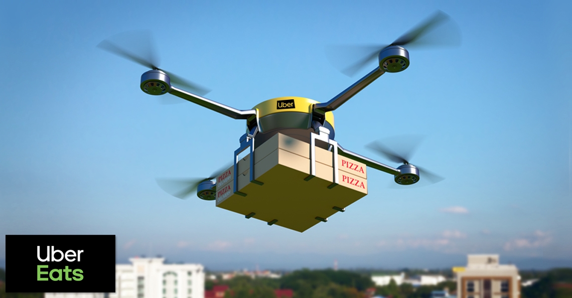 Uber wil in 2021 maaltijden met drones bezorgen