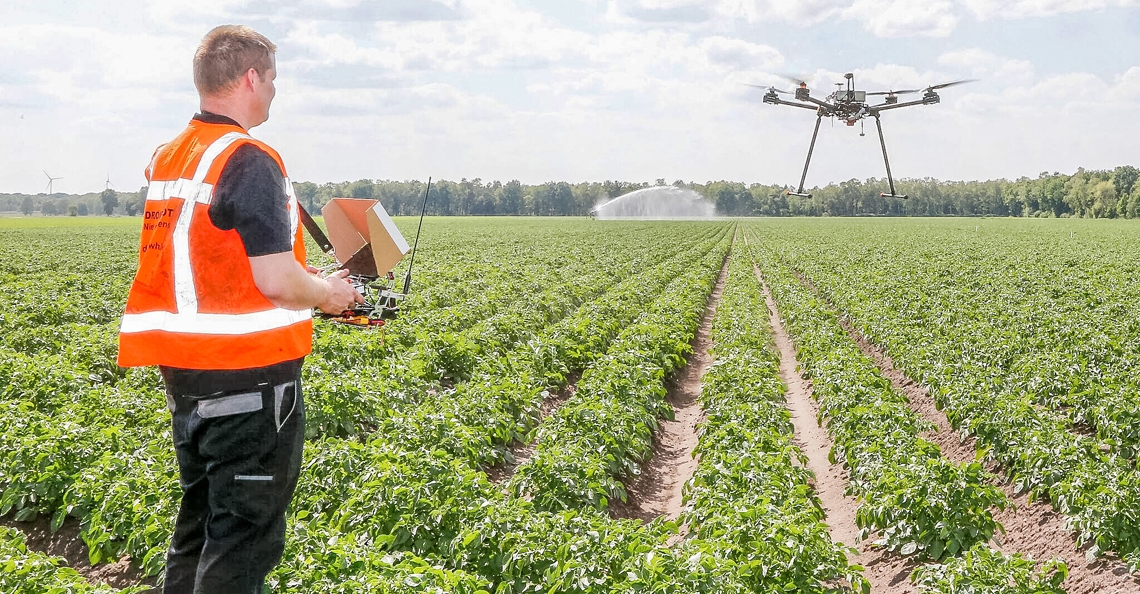 Eerste drone testlocatie boven agrarisch gebied in Nederland