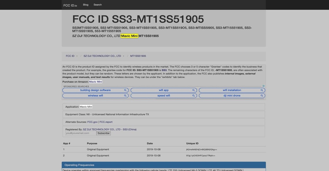 FCC-registratie bevestigt bestaan DJI Mavic Mini