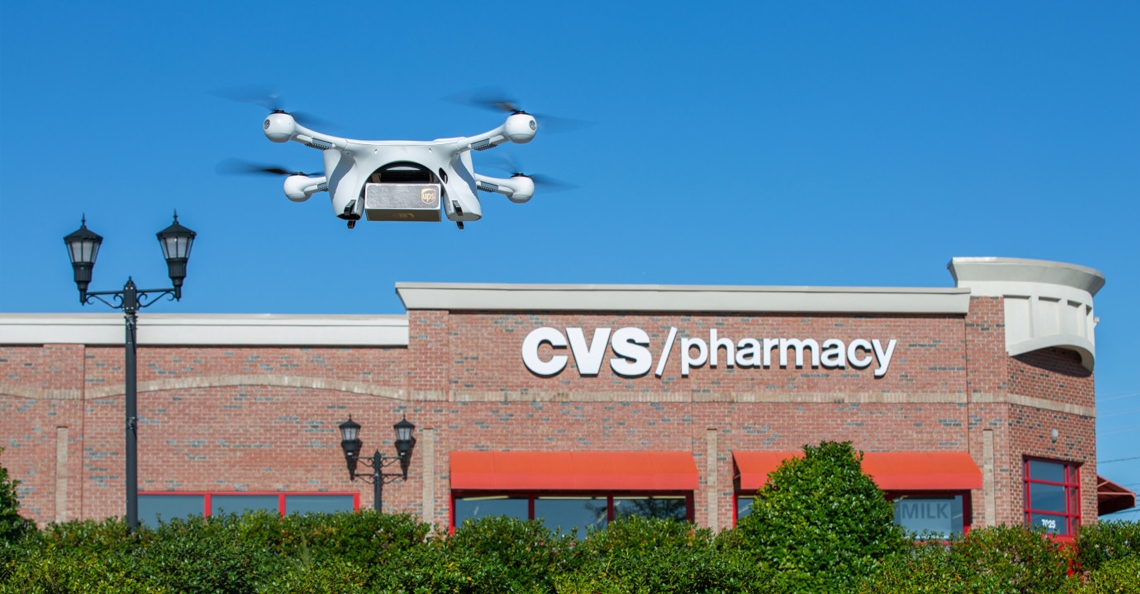 UPS en CVS voeren eerste betaalde dronebezorging van medicijnen uit