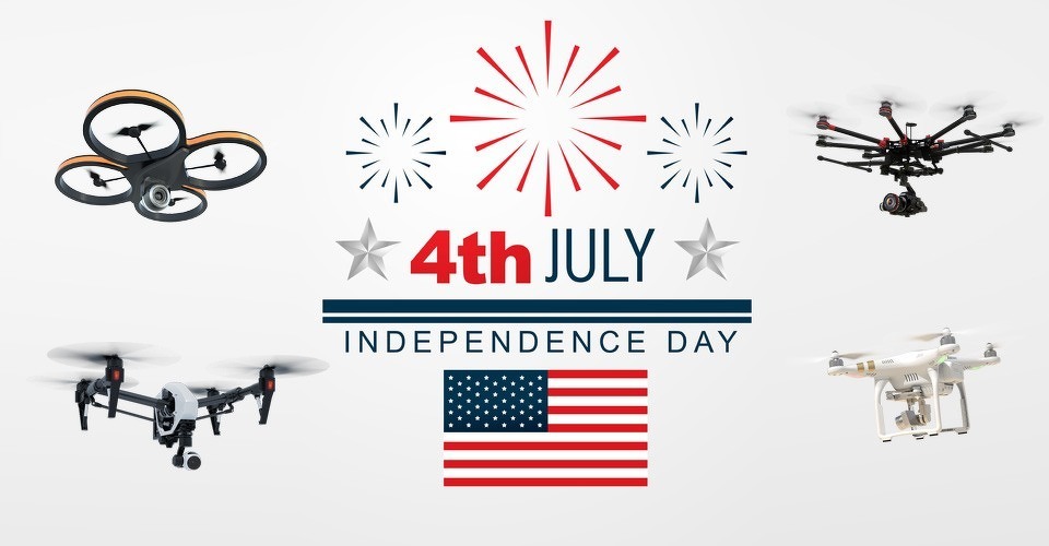 Drones filmen vuurwerk 4th of July, Amerika