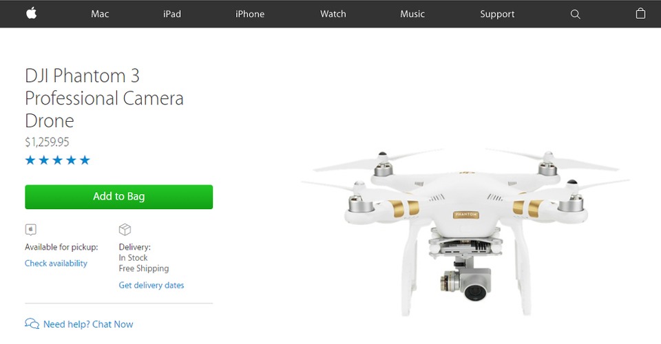 Apple nu ook reseller van populaire DJI Phantom 3 serie