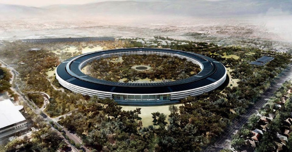 Bouwput Apple Campus 2 gefilmd met drone