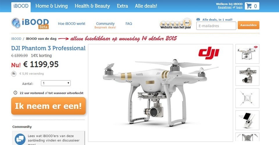 DJI Phantom 3 Professional vandaag als aanbieding bij iBOOD