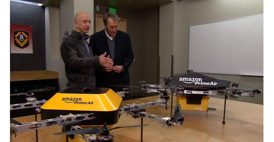 Amazon's CEO Jeff Bezos over Prime Air