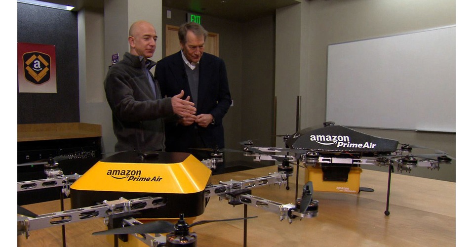 Amazon's CEO Jeff Bezos over Prime Air