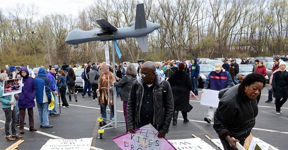 Protestactie tegen drones in New York
