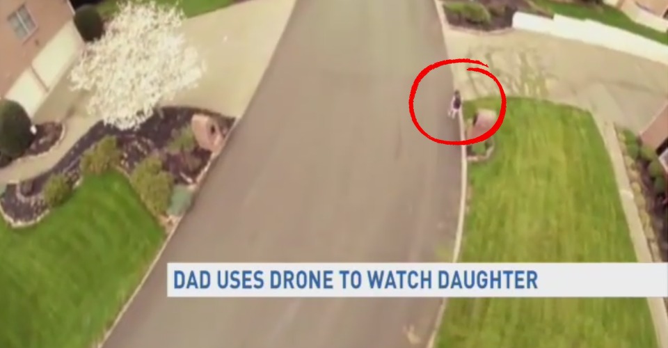 Vader achtervolgt 8-jarige dochter naar school met drone