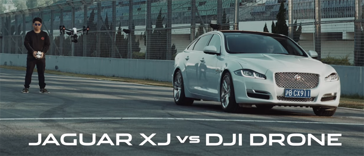 Kat-en-muis spel tussen Jaguar XJ en Inspire 1