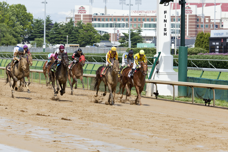 Paardenrenbaan Churchill Downs in Louisville, Kentucky gefilmd in 4K