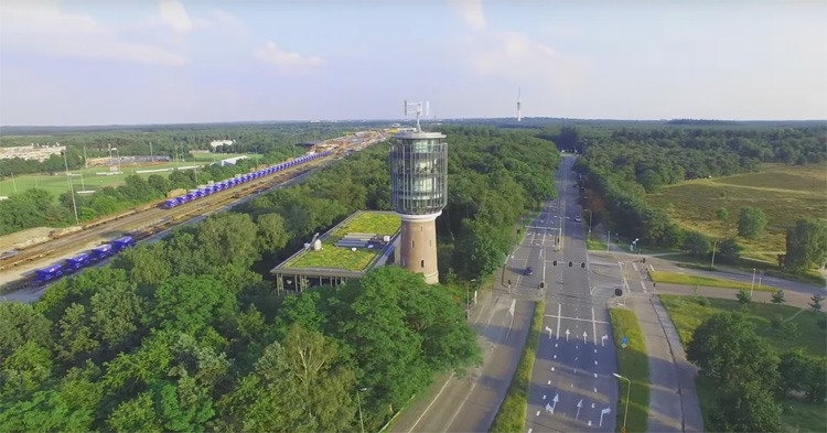 Watertoren Bussum en omgeving gefilmd met drone