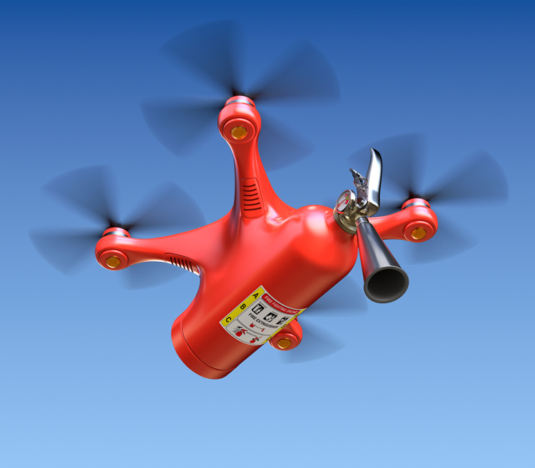 Drone blust brand wolkenkrabber